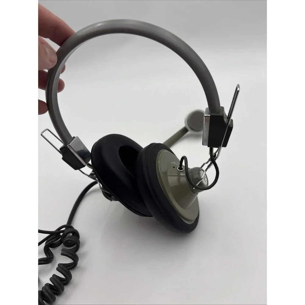 Vintage Sony HS-63A Headset RARE 1970s Retro Audio Boom Mic Made in Japan Olive